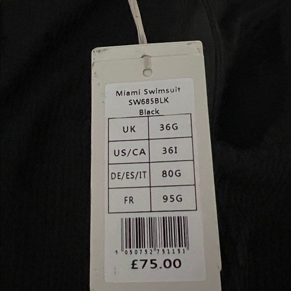 Bravissimo Miami Black swimsuit large 36G/36I (US) NWT no wires, no fasteners!! - Picture 9 of 9